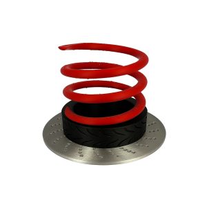 Suport Pixuri în Formă de Suspensie Auto – Design Motorsport cu Arc, Roată și Disc de Frână, Printat 3D