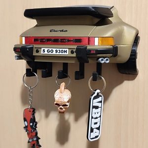 Cuier Chei Porsche 911 Turbo cu 5 Carlige – Organizator Perete Printat 3D